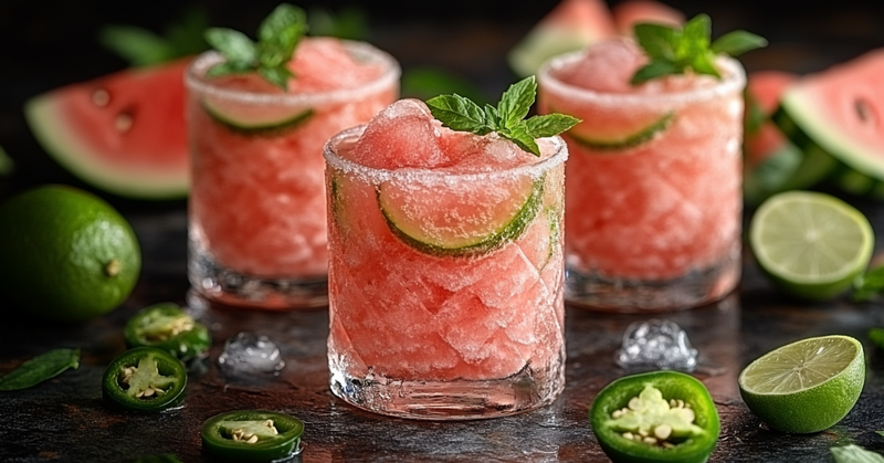 Spicy Frozen Watermelon Margarita Cocktail